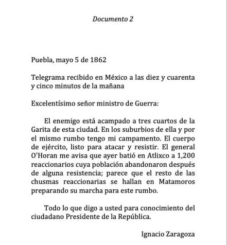 Estos son los telegramas de Zaragoza durante y después de la Batalla del 5 de mayo 