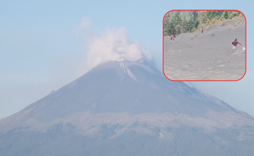 Video viral muestra a hombres corriendo en lo que parecen ser las faldas del volcán Popocatépetl | Foto: EsImagen/captura de video