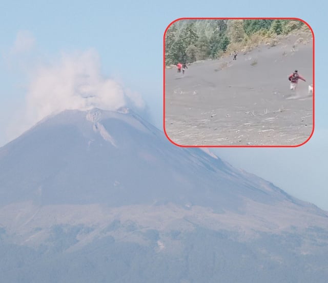 VIDEO Graban a hombres y un perro huyendo tras escuchar el estruendo del volcán Popocatépetl
