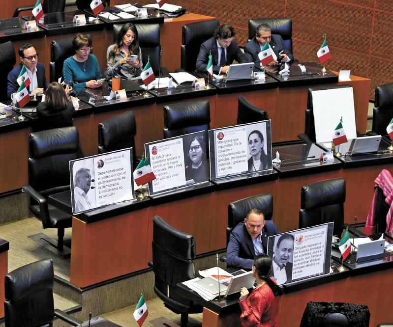 El bloque de contención en el Senado ha dado la batalla por evitar la aprobación de la minuta que deja a las Fuerzas Armadas en las calles hasta 2028. Foto: Archivo EL UNIVERSAL