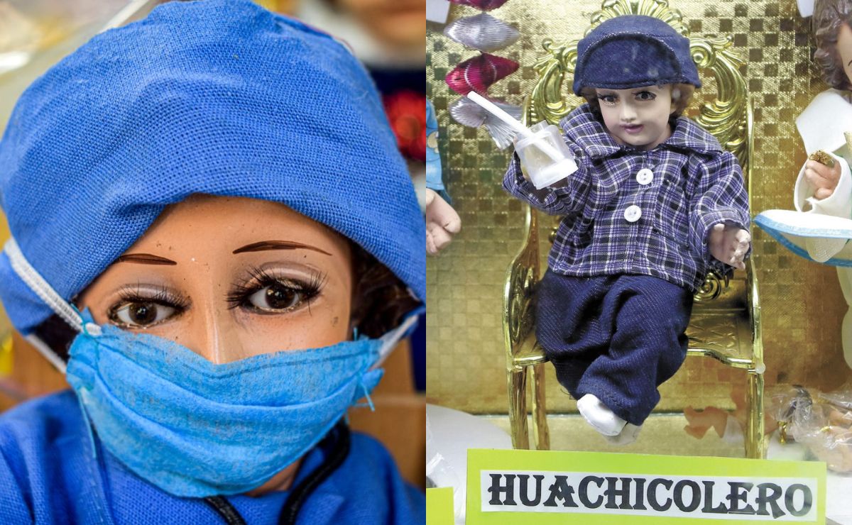 De huachicolero a doctor Covid, las vestimentas más extravagantes del Niño Dios