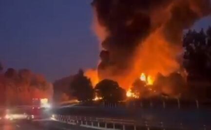 Así fue el incendio de una pipa en la autopista México-Puebla