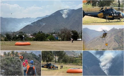 Por aire y por tierra órdenes de gobierno combaten incendio forestal en Zautla