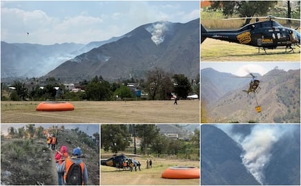 Por aire y por tierra órdenes de gobierno combaten incendio forestal en Zautla