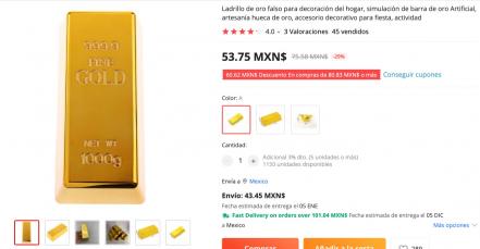 Así son los lingotes de oro chinos que cuestan de 400 a 500 pesos
