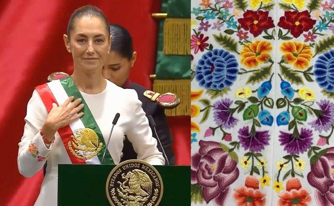 La presidenta de México portó este vestido para su toma de protesta | Foto: Prensa Sheinbaum