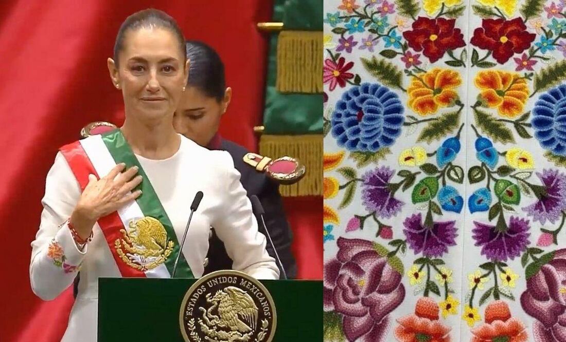 La presidenta de México portó este vestido para su toma de protesta | Foto: Prensa Sheinbaum