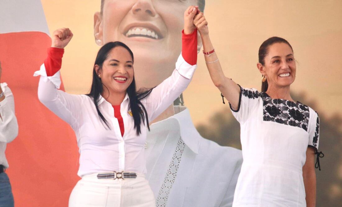 Liz Sánchez acompañó a Claudia Sheinbaum en su gira por Puebla | Foto: Especial