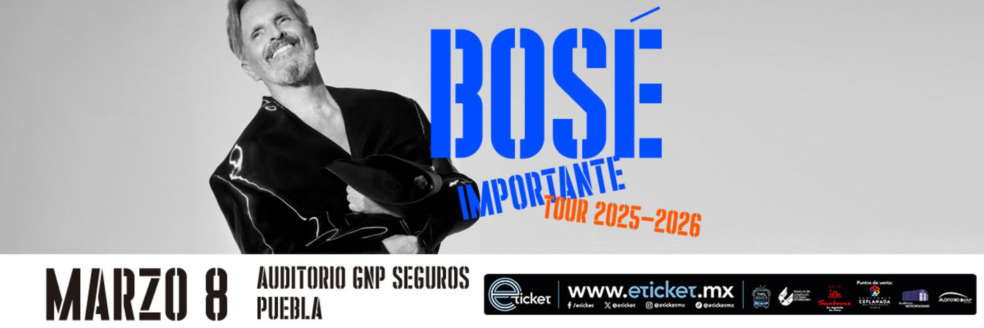 El cantante español visitará Puebla y otras ciudades como parte del "Bosé Importante Tour 2025-2026”