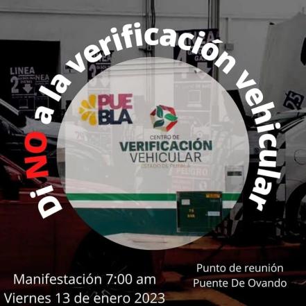Convocan a manifestación contra verificación vehicular en Puebla 