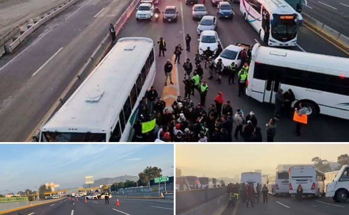 Caos en la autopista México-Puebla este lunes 7 de julio por bloqueo de transportistas | Foto: Redes sociales