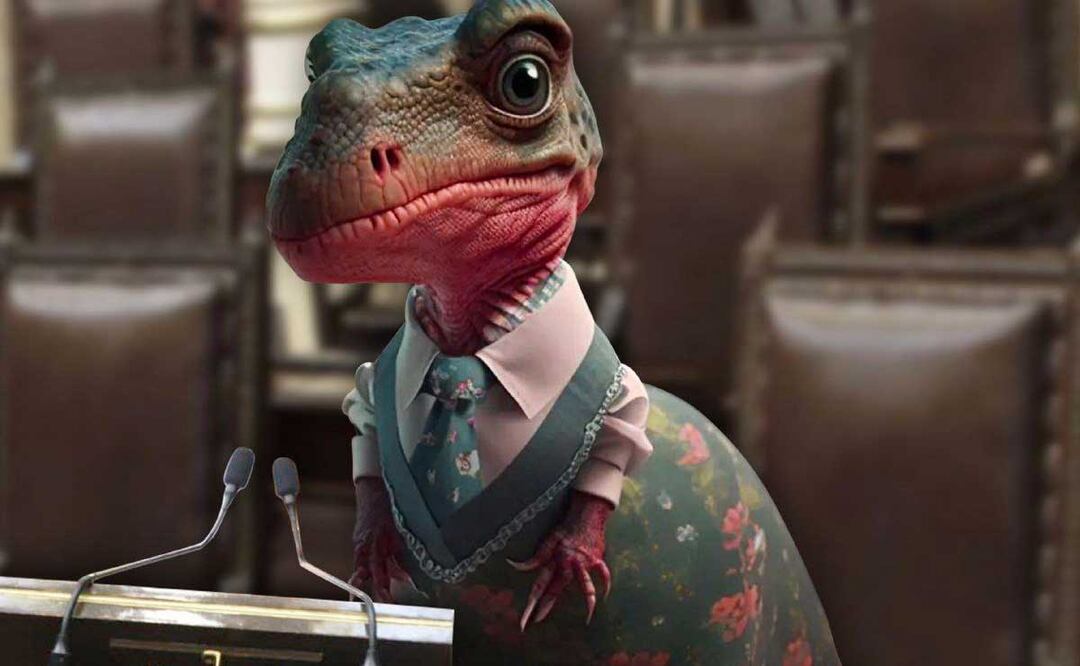 Aparecen los dinosaurios profesionistas en el Congreso de Puebla | Foto: Especial