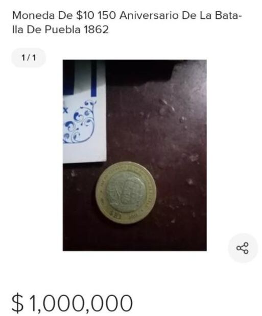 ¿Qué moneda de Puebla se vende hasta en un millón de pesos?