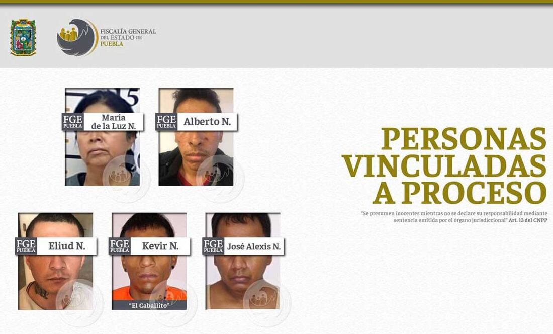 María de la Luz, Alberto, Eliud, Kevir y José Alexis son los policías que incurrieron en diversos delitos | Foto: FGE Puebla
