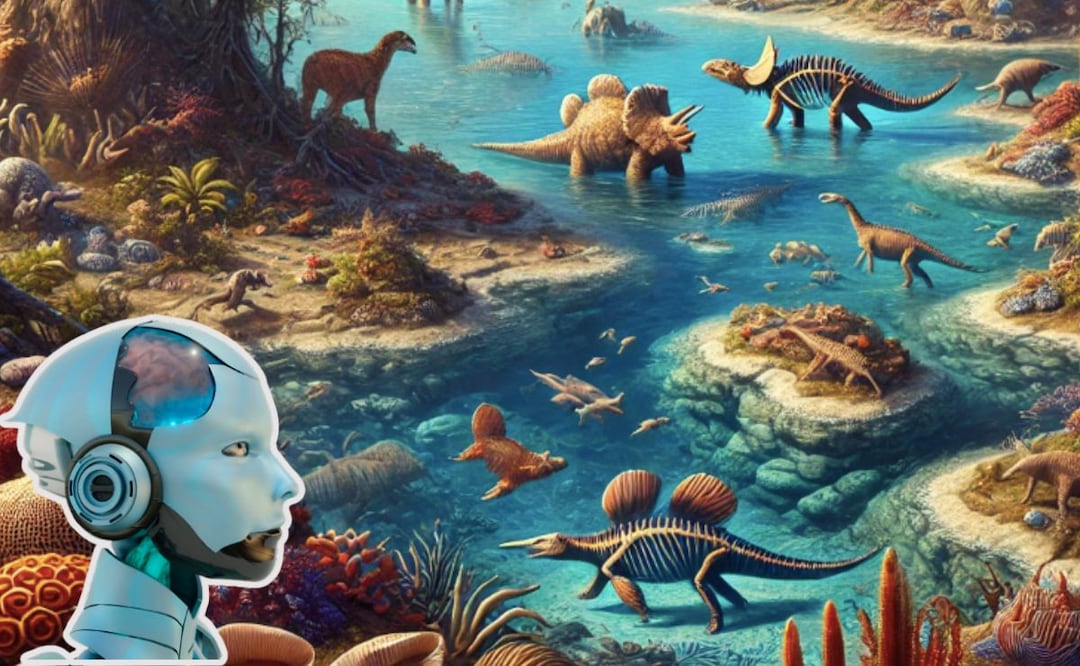 Mar de Tetis cubriendo lo que hoy es el territorio de Puebla / Generada por ChatGTP