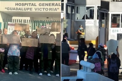 Trabajadores de hospitales protestan en la caseta de San Marcos en la autopista México-Puebla