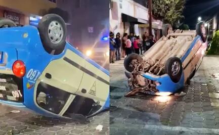 Taxista ebrio atropella a familia y vuelca en Tehuacán; hay 4 heridos