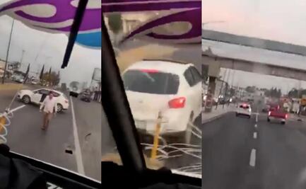 Protagonizan pelea al estilo 'Transformers' en la carretera Puebla-Tlaxcala