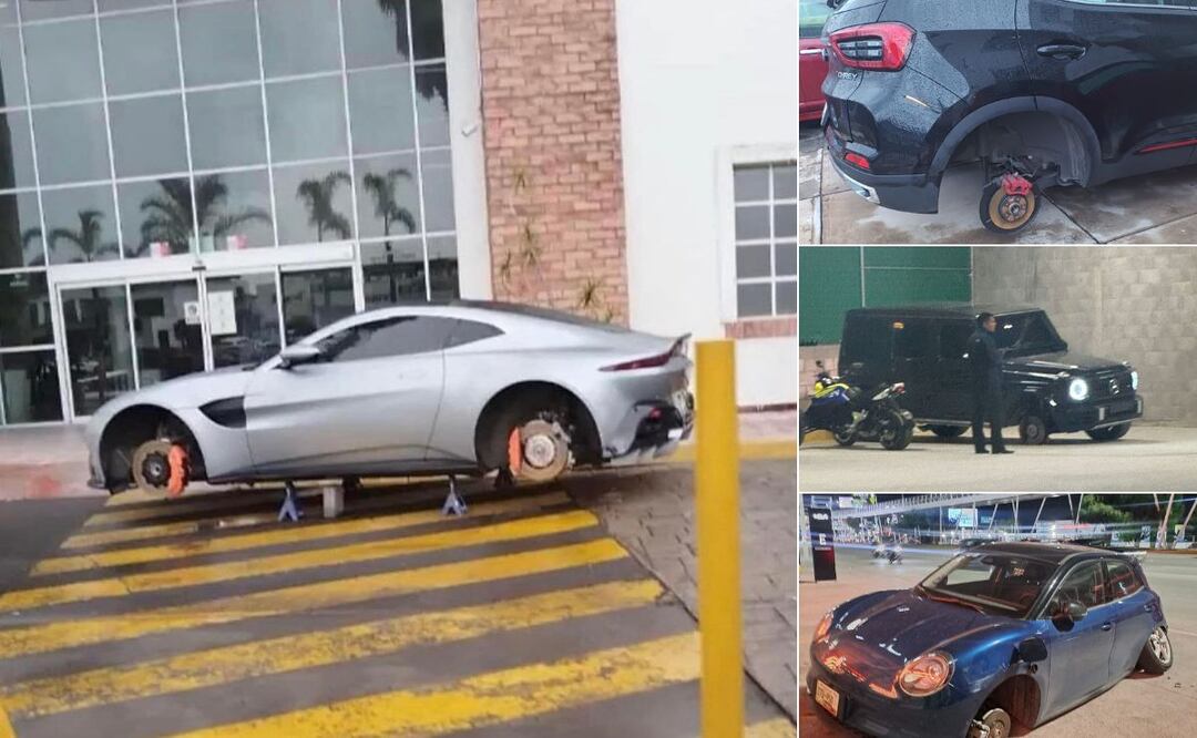 El robo de llantas en estacionamientos de centros comerciales ha sido común en últimos días | Foto: Redes Sociales