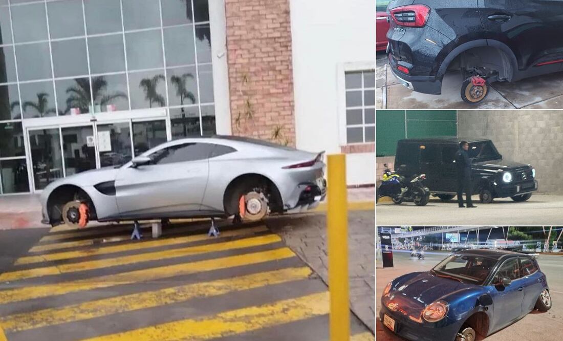 El robo de llantas en estacionamientos de centros comerciales ha sido común en últimos días | Foto: Redes Sociales