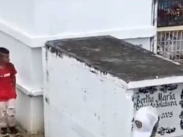 VIDEO. Niño visita tumba de su mamá para mostrarle sus calificaciones