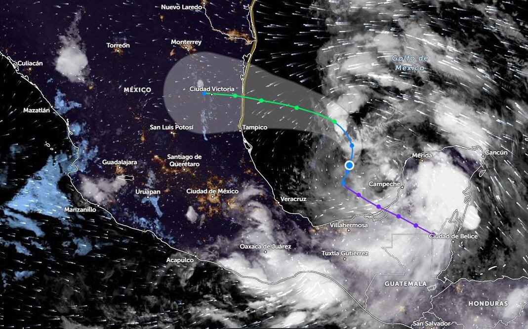 Esta es la trayectoria prevista de la tormenta tropical Alberto | Foto: X Sergio Salomón