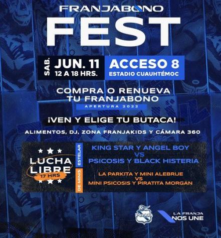 Franjabono Fest. Club Puebla celebra evento de boletaje con show de lucha libre