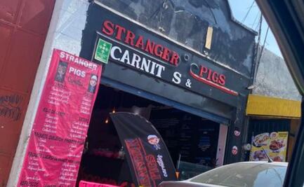 Crean en Puebla "Stranger Pigs", un puesto de carnitas muy original 