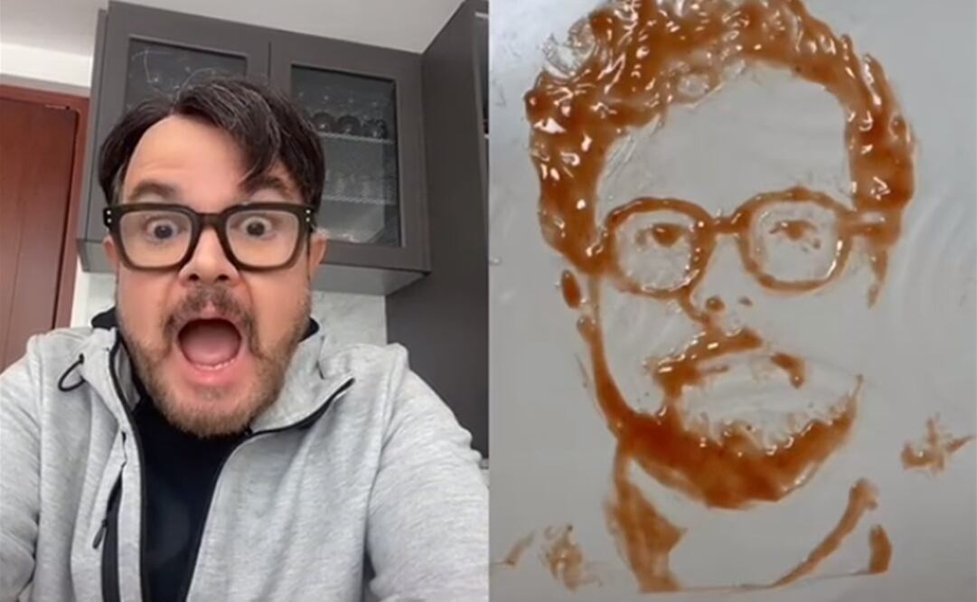 Video. Tiktoker dibuja retrato de Alex Syntek con catsup y se hace viral