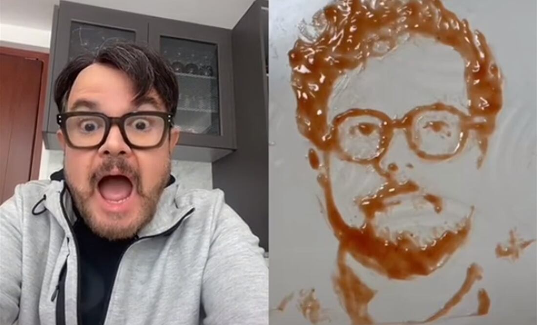 Video. Tiktoker dibuja retrato de Alex Syntek con catsup y se hace viral