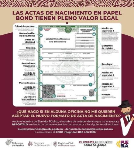 ¿El acta de nacimiento en papel bond tiene validez?