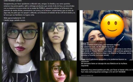 Reportan desaparición de cinco mujeres en Puebla