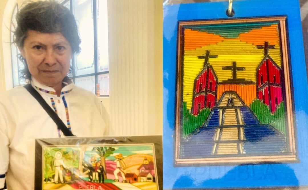 Con el popotillo, Andrea Juárez realiza varias obras de arte. | El Universal Puebla