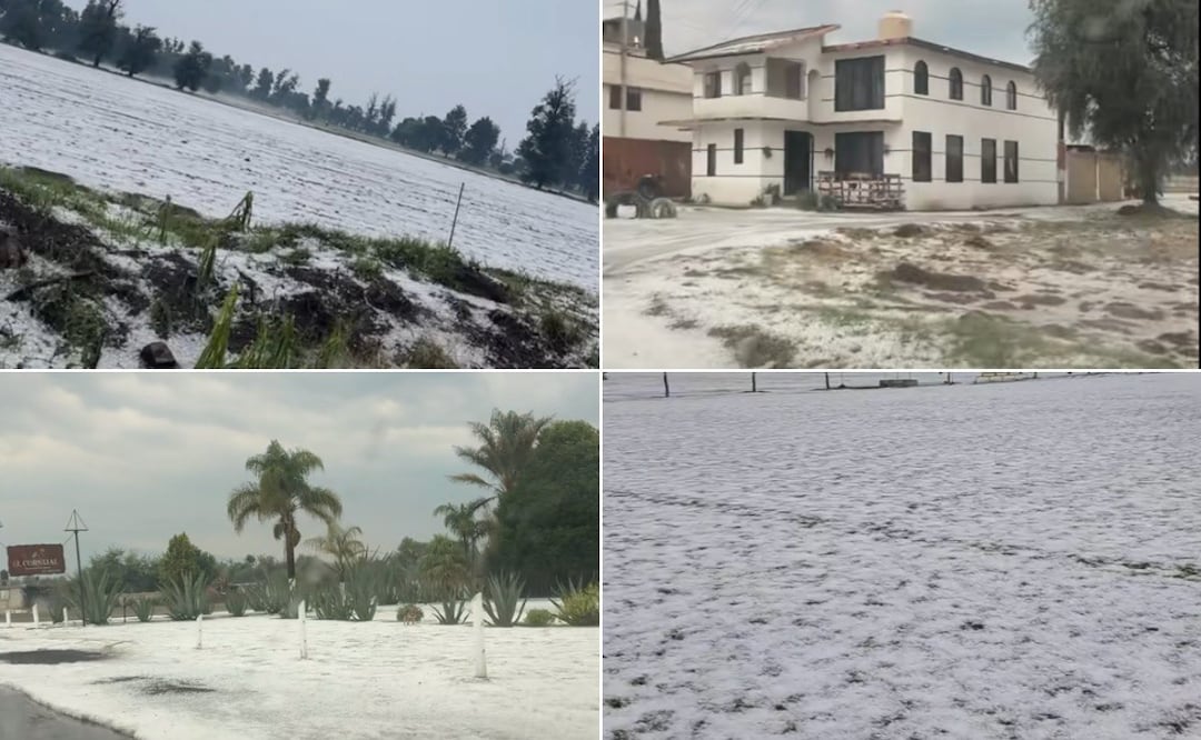 En plena primavera, el granizo tapizó de blanco Huejotzingo y Coronango | Foto: Especial/RRSS