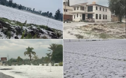 Paisaje invernal en primavera tras granizada en Huejotzingo y Coronango