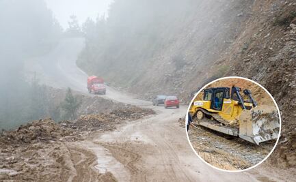 Con módulos de maquinaria, Gobierno de Puebla abre caminos afectados por deslaves en Eloxochitlán