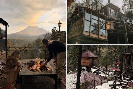 Conoce las cabañas con vista a los volcanes y amaneceres de película
