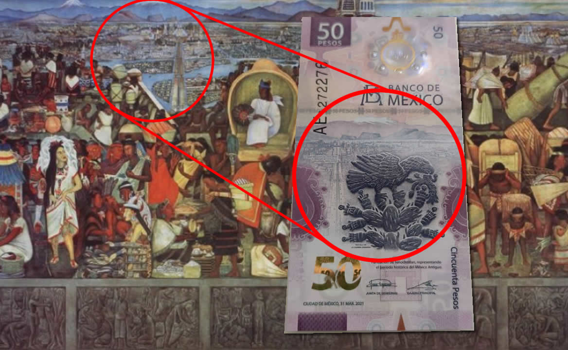 Dónde está el mural que aparece en el nuevo billete de 50 pesos