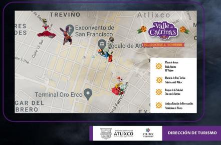 Atlixco sustituye tapete monumental y desfile de calaveras con Valle de Catrinas 