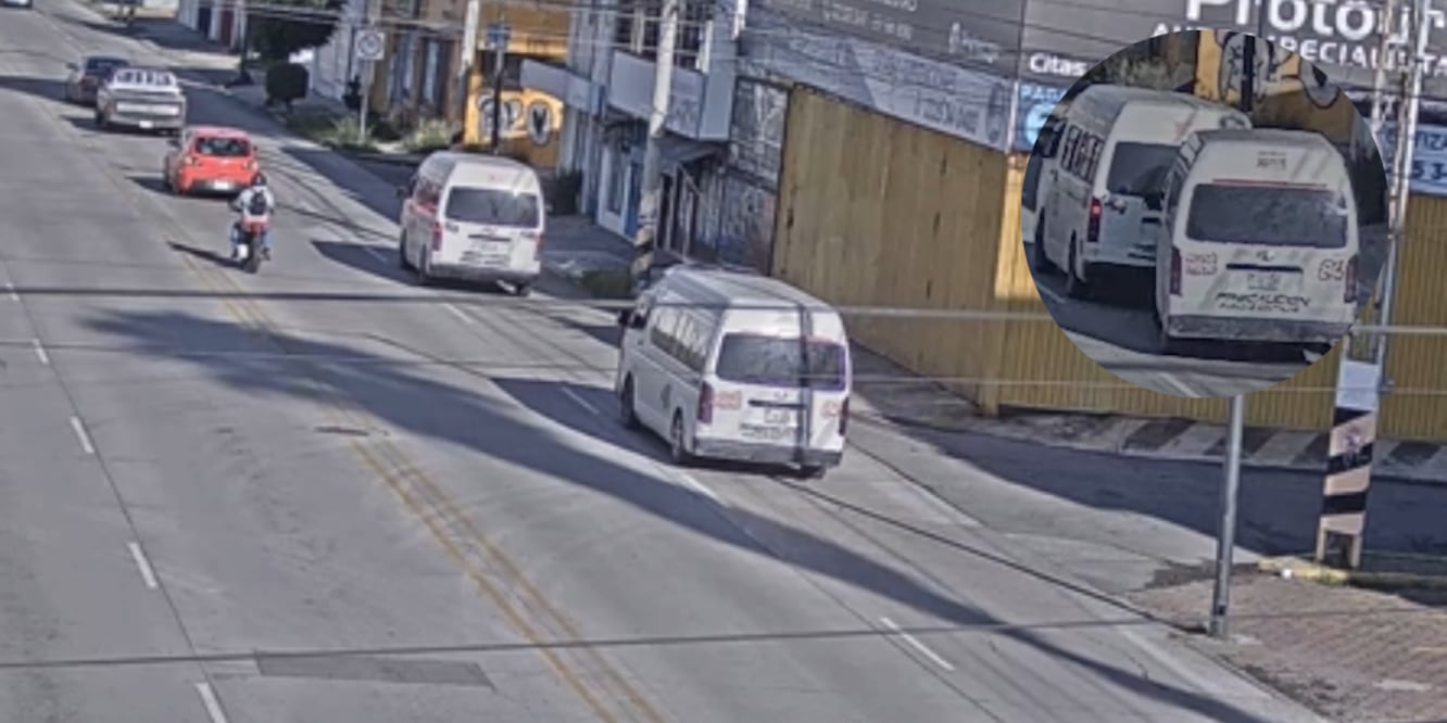 Choque por alcance de dos camionetas de transporte público, sobre Circuito Juan Pablo II, en la ciudad de Puebla / Captura de Imagen