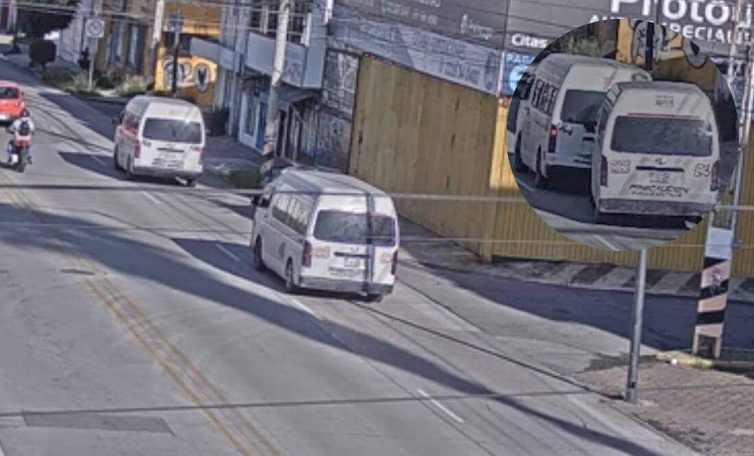 Choque por alcance de dos camionetas de transporte público, sobre Circuito Juan Pablo II, en la ciudad de Puebla / Captura de Imagen