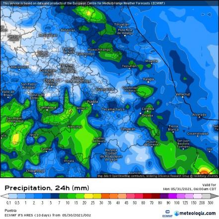 Pronóstico del clima para Puebla, 30 de mayo 2021  