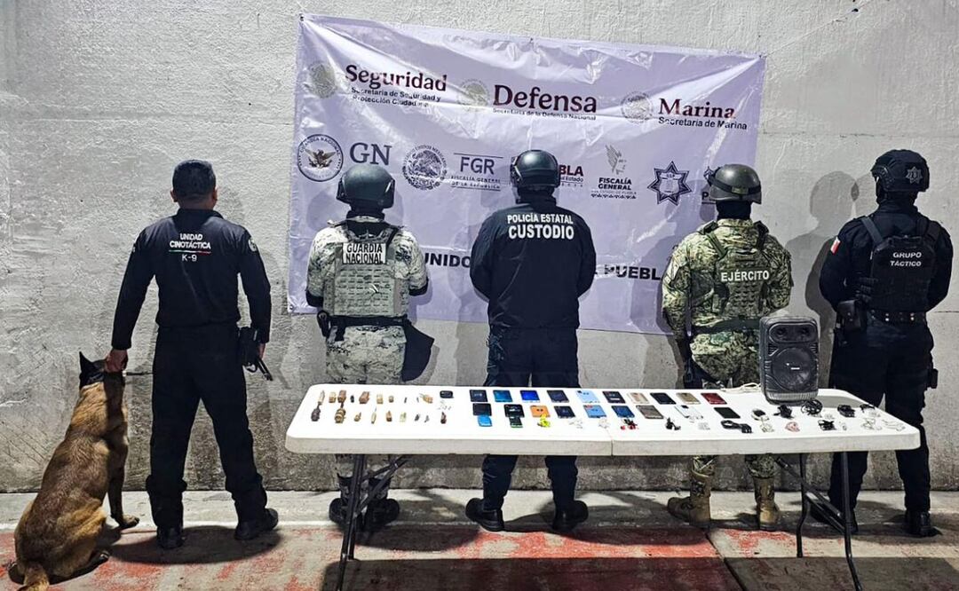 Realizan SSP, Ejército y Guardia Nacional operativo en el penal de Tecamachalco | Foto: SSP.