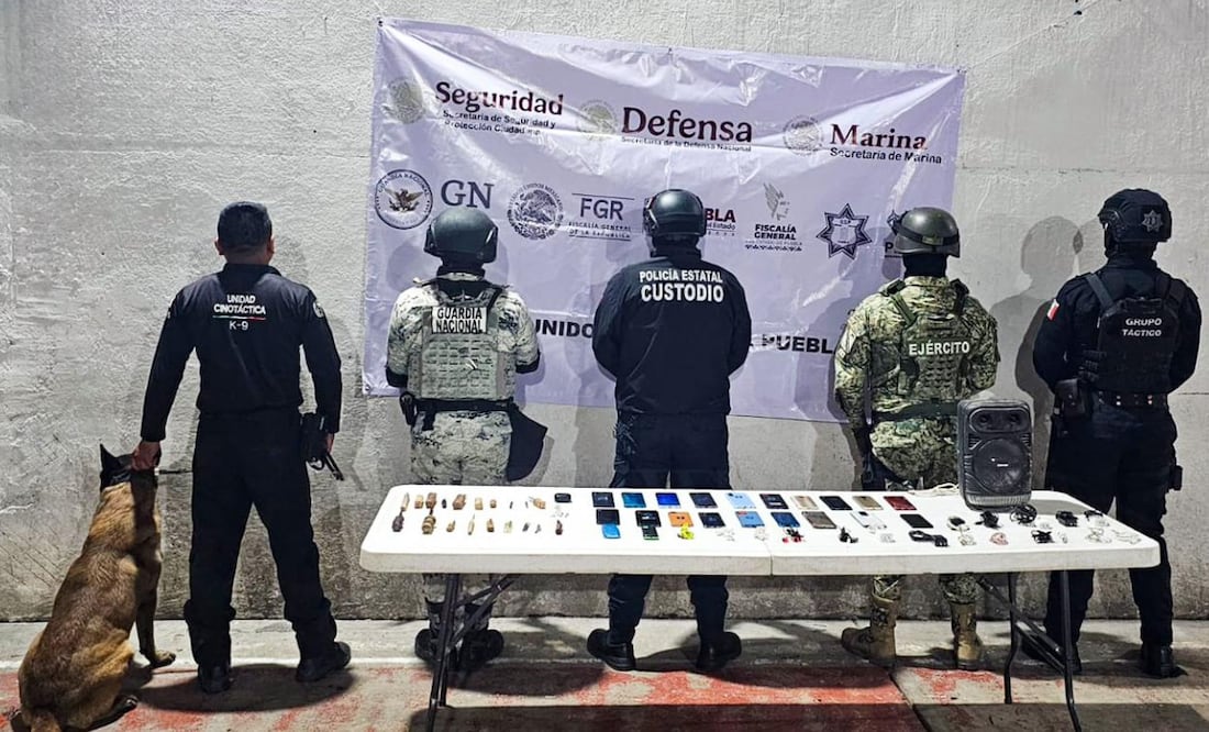 Realizan SSP, Ejército y Guardia Nacional operativo en el penal de Tecamachalco | Foto: SSP.