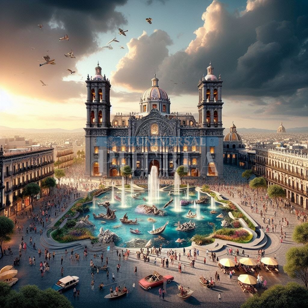 La Inteligencia Artificial predice que así será el zócalo dentro de 100 años / CANVAS