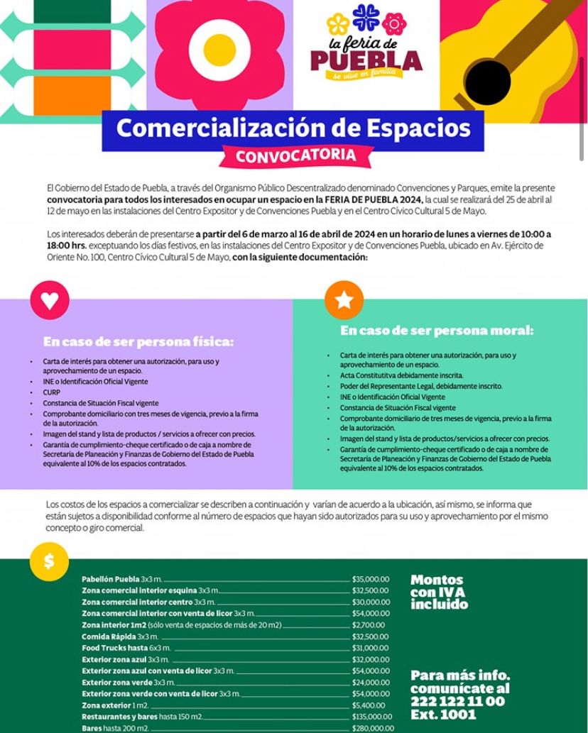 Prepárate para formar parte de la Feria de Puebla 2024. Fuente: Instagram @feriapuebla