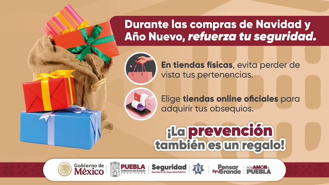 Durante compras físicas, se exhorta a las y los poblanos a evitar perder de vista sus pertenencias | Foto: Gobierno de Puebla.