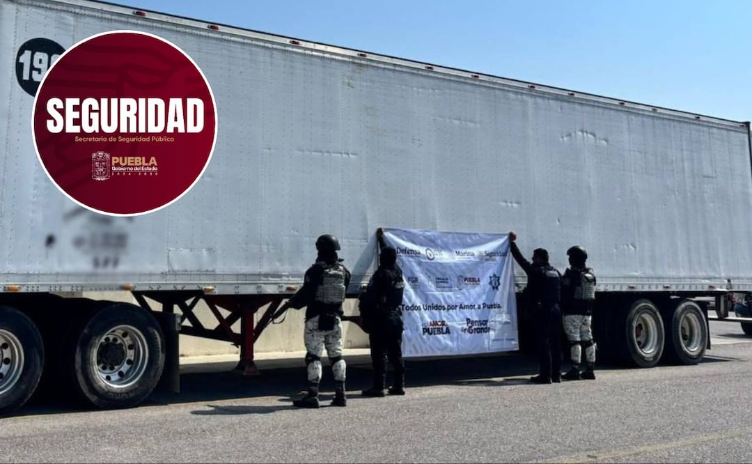Policía Estatal y Guardia Nacional recuperan tractocamión robado | Foto: Gobierno de Puebla.