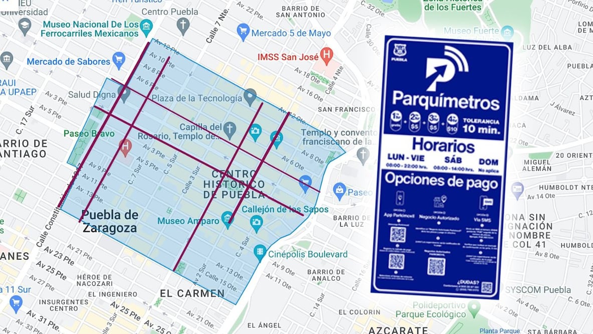 MAPA Parquímetros en Puebla. ¿Dónde puedo pagar? Estos son los establecimientos autorizados