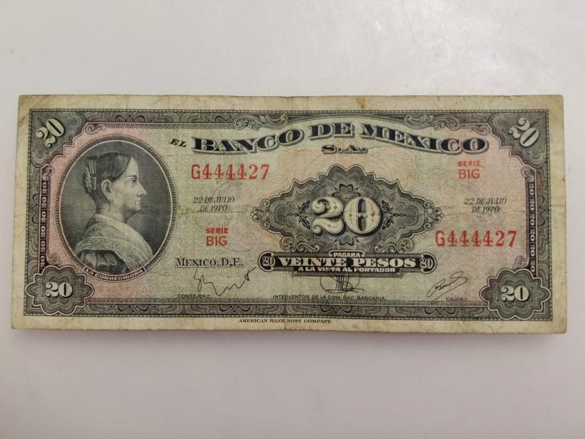 Billete de 20 pesos La Corregidora